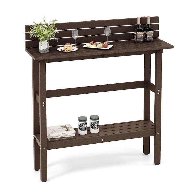 Table de bar d'extérieur de 48 pouces avec étagère de rangement et pied réglable