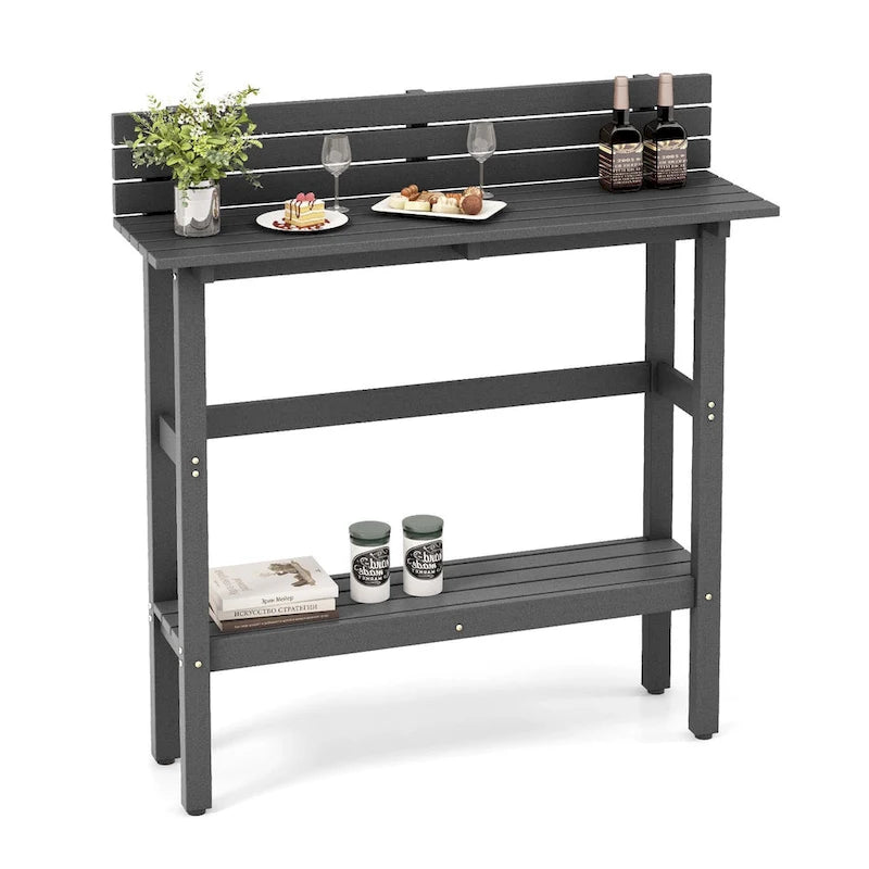Table de bar d'extérieur de 48 pouces avec étagère de rangement et pied réglable
