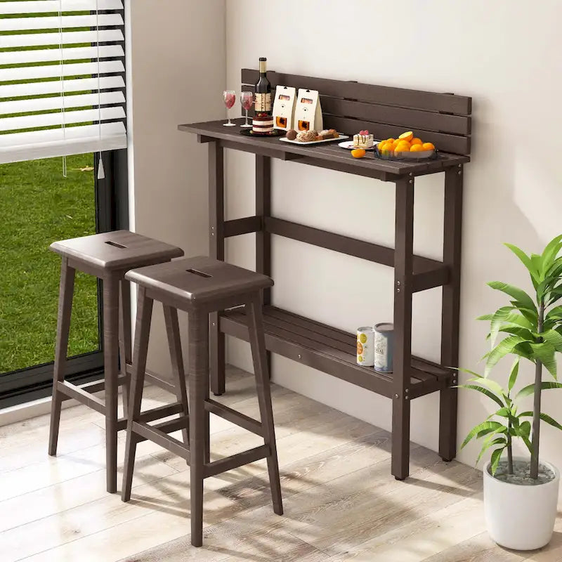 Table de bar d'extérieur de 48 pouces avec étagère de rangement et pied réglable