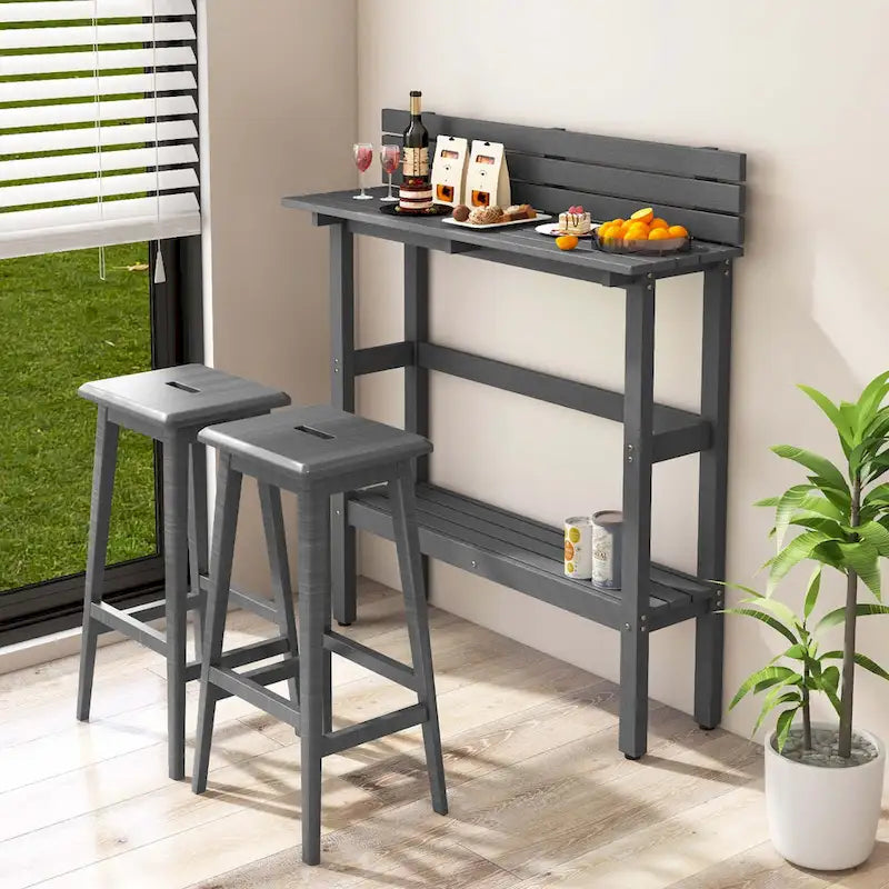 Table de bar d'extérieur de 48 pouces avec étagère de rangement et pied réglable