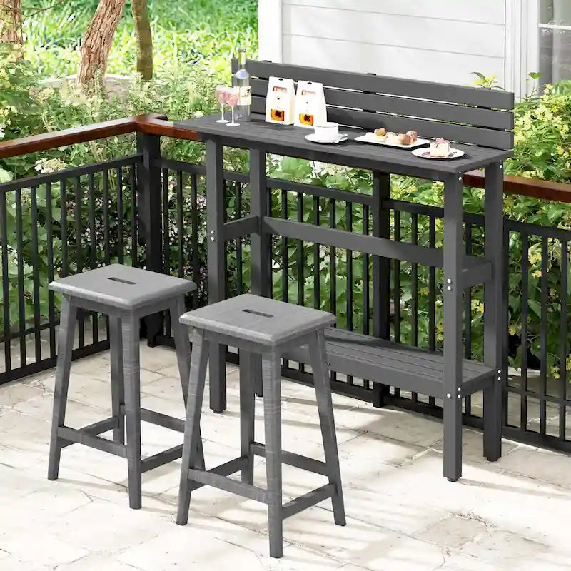 Table de bar d'extérieur de 48 pouces avec étagère de rangement et pied réglable