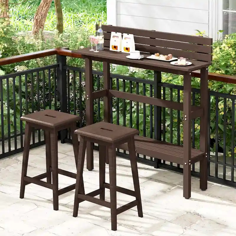 Table de bar d'extérieur de 48 pouces avec étagère de rangement et pied réglable