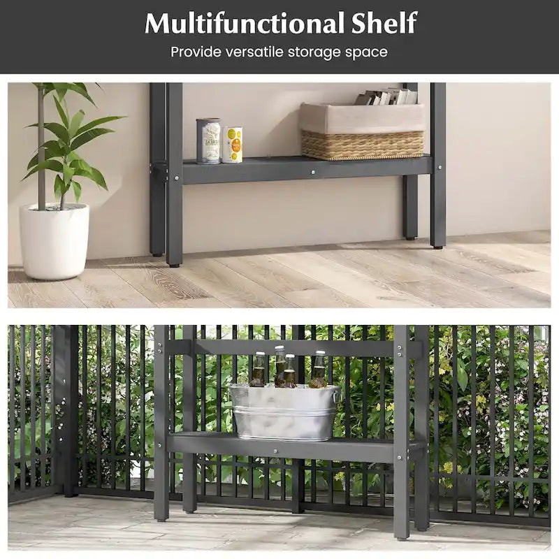 Table de bar d'extérieur de 48 pouces avec étagère de rangement et pied réglable
