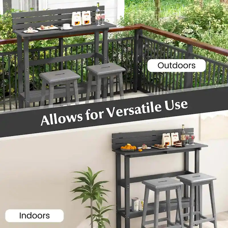 Table de bar d'extérieur de 48 pouces avec étagère de rangement et pied réglable