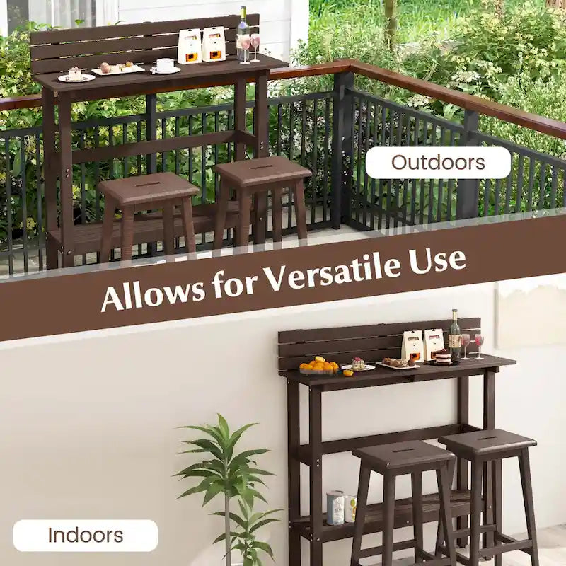 Table de bar d'extérieur de 48 pouces avec étagère de rangement et pied réglable