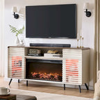 Meuble TV Cheminée Style Mid-Century, Meuble de Divertissement
