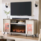 Meuble TV Cheminée Style Mid-Century, Meuble de Divertissement