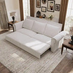 Canapé-lit Chesterfield, grand canapé-lit escamotable, canapé-lit convertible en velours/similicuir avec garniture cloutée et accoudoirs arrondis