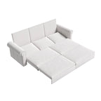 Canapé-lit Chesterfield, grand canapé-lit escamotable, canapé-lit convertible en velours/similicuir avec garniture cloutée et accoudoirs arrondis