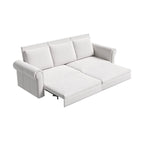 Canapé-lit Chesterfield, grand canapé-lit escamotable, canapé-lit convertible en velours/similicuir avec garniture cloutée et accoudoirs arrondis