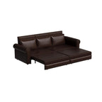 Canapé-lit Chesterfield, grand canapé-lit escamotable, canapé-lit convertible en velours/similicuir avec garniture cloutée et accoudoirs arrondis