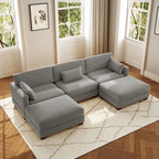 Canapé modulaire sectionnel en U 5 places avec pouf