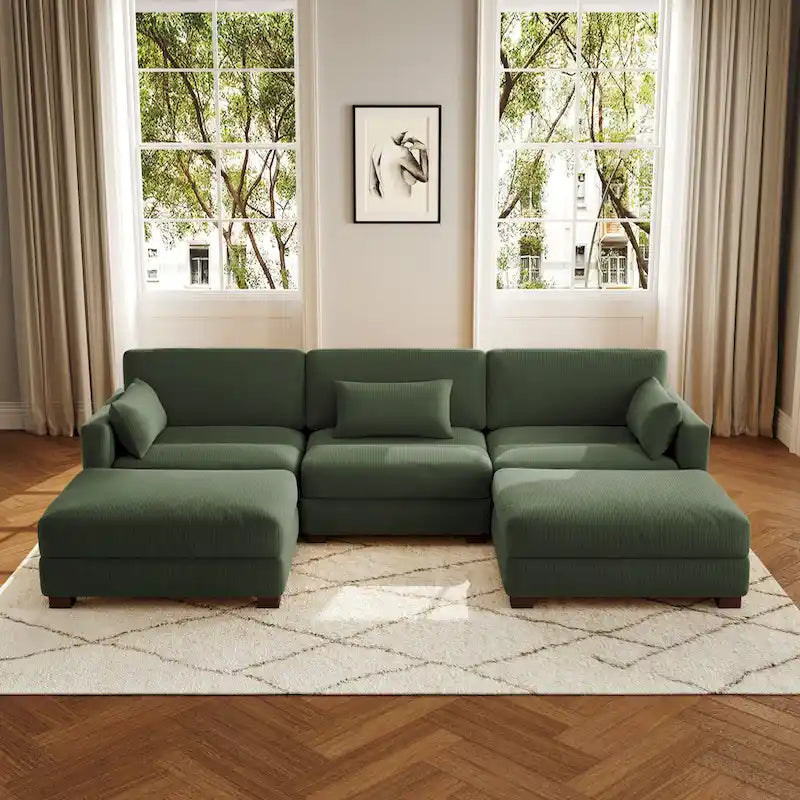 Canapé modulaire sectionnel en U 5 places avec pouf