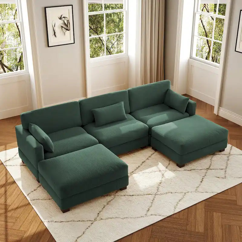 Canapé modulaire sectionnel en U 5 places avec pouf