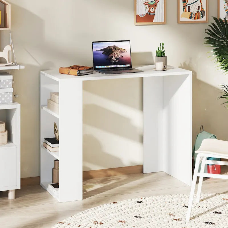 Bureau compact de 36 po avec 3 étagères ouvertes autoportant