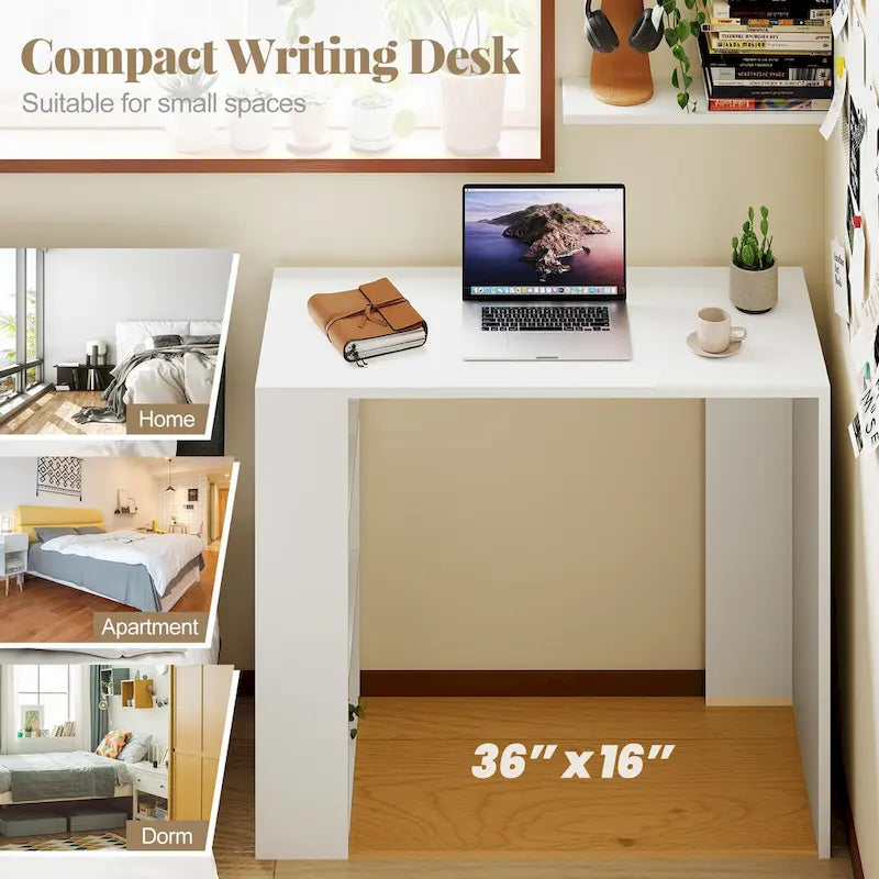Bureau compact de 36 po avec 3 étagères ouvertes autoportant