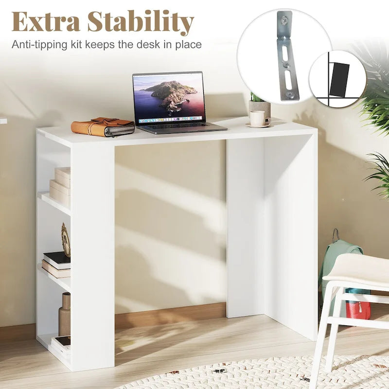 Bureau compact de 36 po avec 3 étagères ouvertes autoportant
