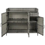 Table de bar d'extérieur en rotin osier avec plateau en verre trempé, armoire de rangement et tiroir