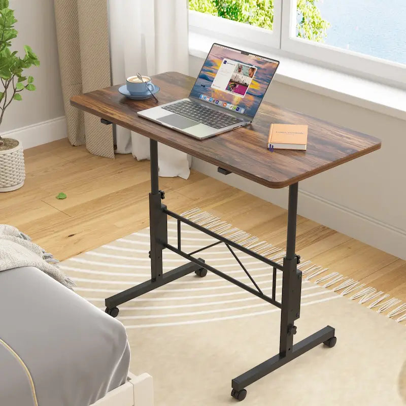 Bureau debout mobile à roulettes, petit bureau debout réglable en hauteur, bureaux roulants portables de 80 cm