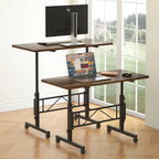 Bureau debout mobile à roulettes, petit bureau debout réglable en hauteur, bureaux roulants portables de 80 cm