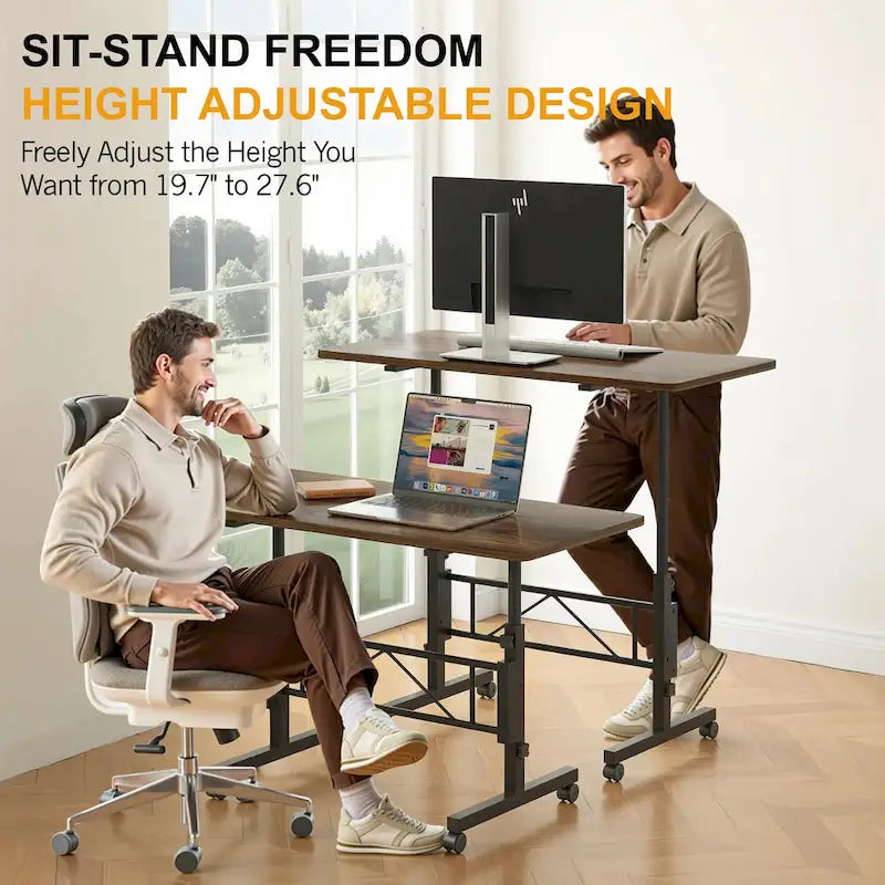 Bureau debout mobile à roulettes, petit bureau debout réglable en hauteur, bureaux roulants portables de 80 cm