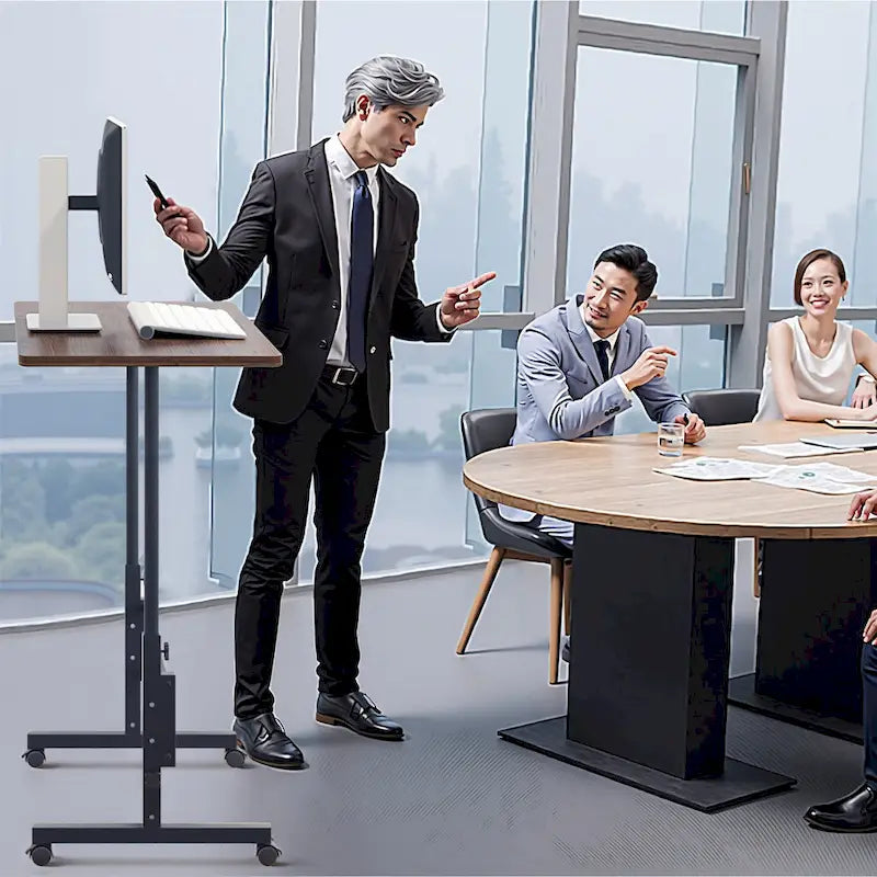 Bureau debout mobile à roulettes, petit bureau debout réglable en hauteur, bureaux roulants portables de 80 cm