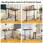 Bureau debout mobile à roulettes, petit bureau debout réglable en hauteur, bureaux roulants portables de 80 cm