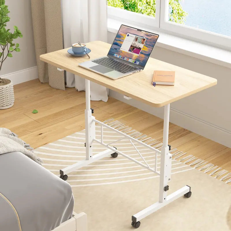 Bureau debout mobile à roulettes, petit bureau debout réglable en hauteur, bureaux roulants portables de 80 cm