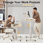 Bureau debout mobile à roulettes, petit bureau debout réglable en hauteur, bureaux roulants portables de 80 cm
