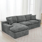 Canapé d'angle réversible en tissu chenille avec méridienne