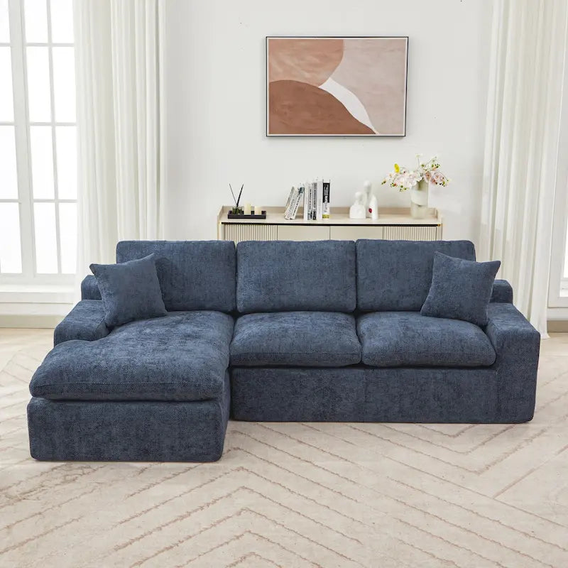 Canapé d'angle réversible en tissu chenille avec méridienne