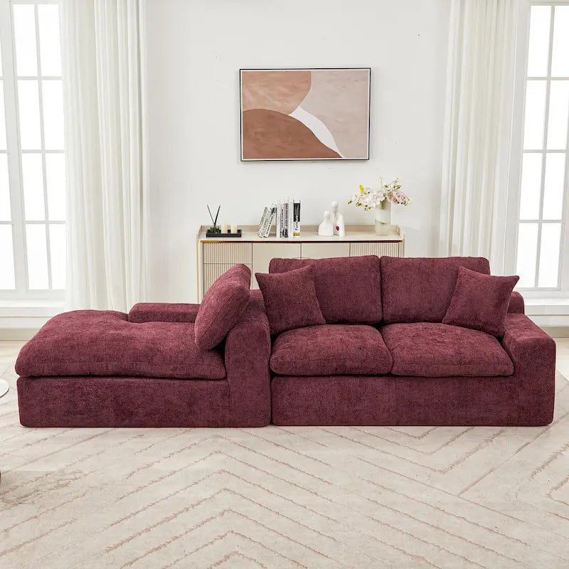 Canapé d'angle réversible en tissu chenille avec méridienne
