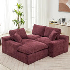 Canapé d'angle réversible en tissu chenille avec méridienne