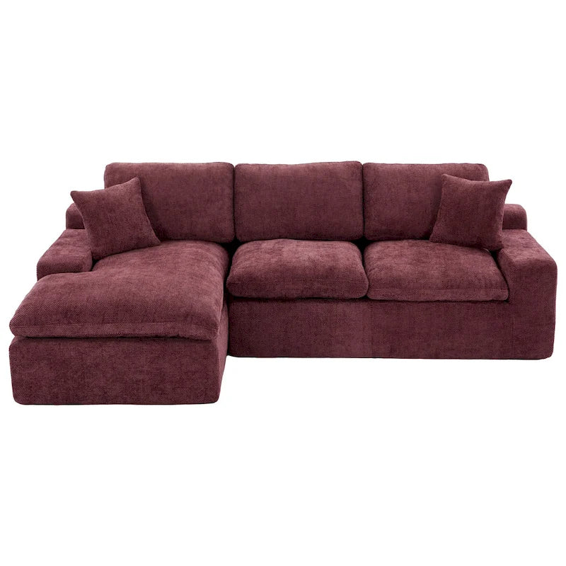 Canapé d'angle réversible en tissu chenille avec méridienne