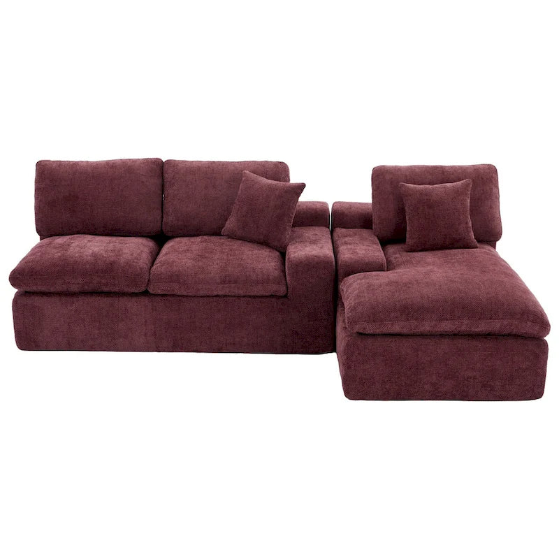 Canapé d'angle réversible en tissu chenille avec méridienne