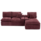 Canapé d'angle réversible en tissu chenille avec méridienne