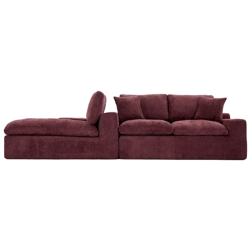 Canapé d'angle réversible en tissu chenille avec méridienne
