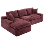 Canapé d'angle réversible en tissu chenille avec méridienne