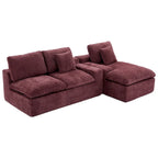 Canapé d'angle réversible en tissu chenille avec méridienne