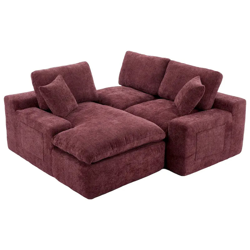 Canapé d'angle réversible en tissu chenille avec méridienne