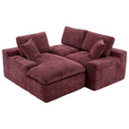 Canapé d'angle réversible en tissu chenille avec méridienne