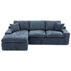Canapé d'angle réversible en tissu chenille avec méridienne