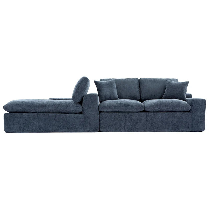 Canapé d'angle réversible en tissu chenille avec méridienne