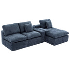 Canapé d'angle réversible en tissu chenille avec méridienne