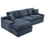 Canapé d'angle réversible en tissu chenille avec méridienne