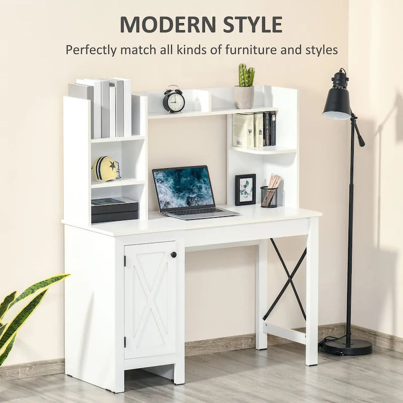 Bureau d'ordinateur de style ferme avec huche et armoire de rangement