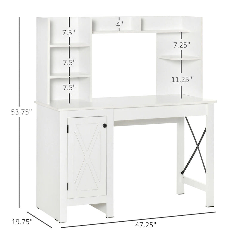 Bureau d'ordinateur de style ferme avec huche et armoire de rangement