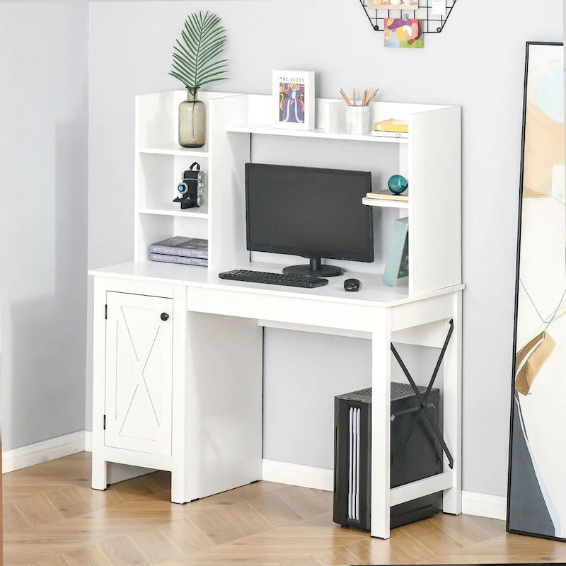 Bureau d'ordinateur de style ferme avec huche et armoire de rangement