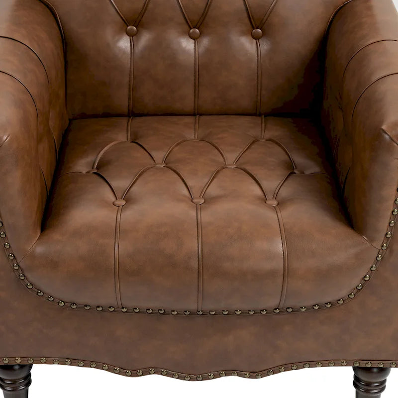 Fauteuil d'appoint capitonné en cuir végétalien
