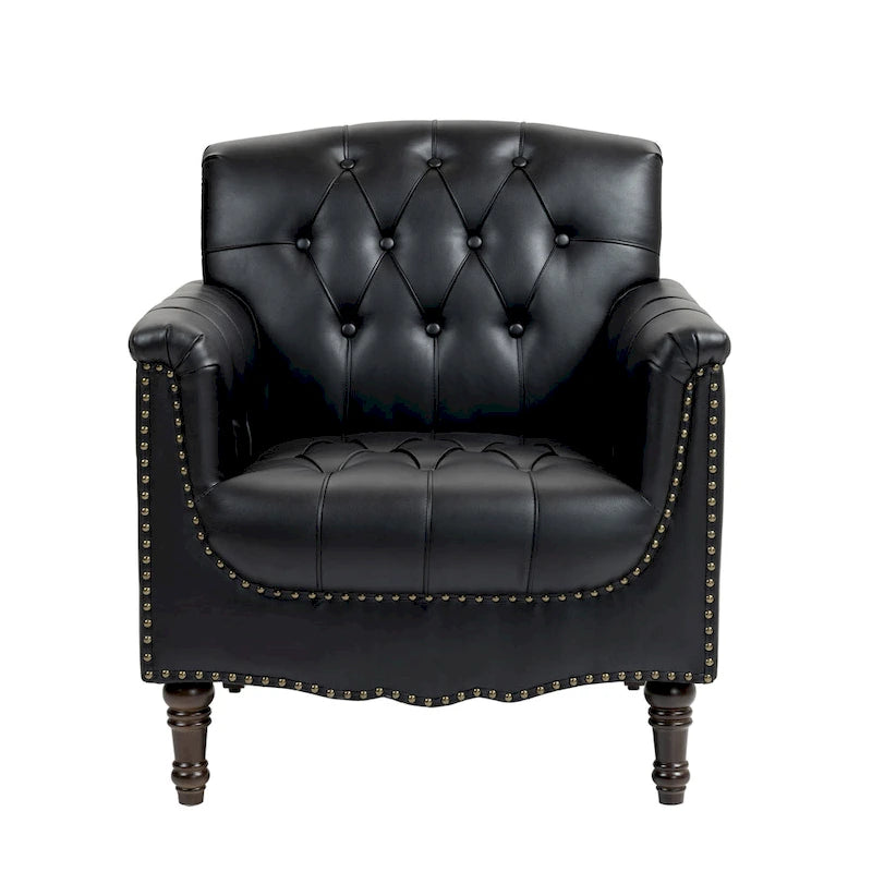 Fauteuil d'appoint capitonné en cuir végétalien